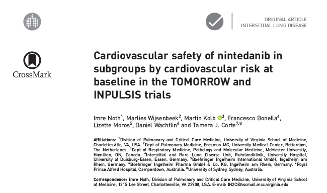 Cardiovascular Safety of Nintedanib in Subgroups by Cardiovascular risk at Baseline in the Tomorrow and Impulsis Trials