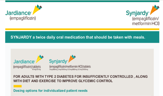 SYNJARDY a twice daily oral medication that should be taken with meals