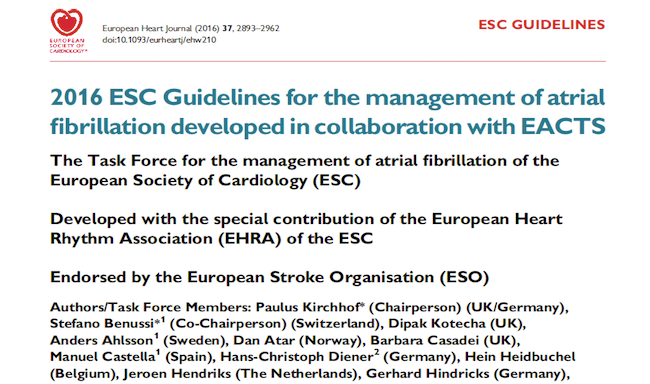 2016 ESC Guidelines in AF 