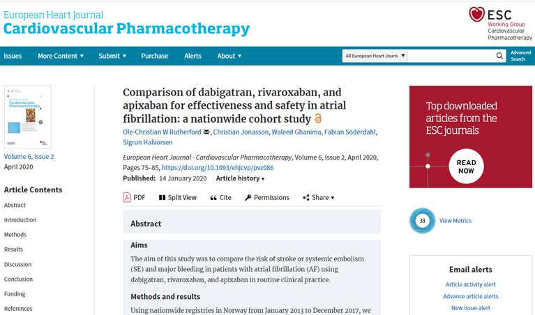 Comparison of dabigatran, rivaroxaban, and apixaban for effectiveness and safety in atrial fibrillation: a nationwide cohort study