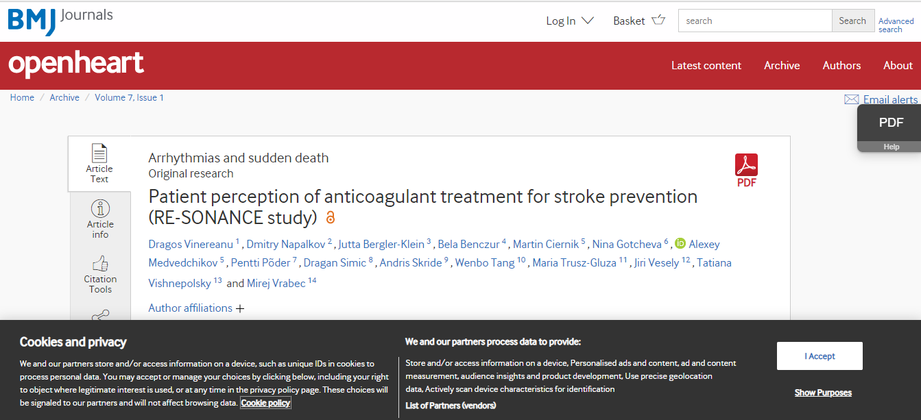 Patient perception of anticoagulant treatment for stroke prevention (RE-SONANCE study)