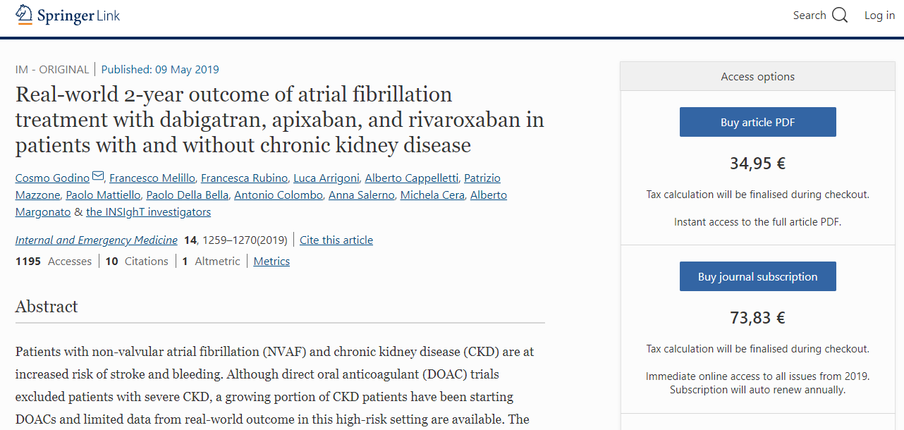 Real‑world 2‑year outcome of atrial fibrillation treatment with dabigatran, apixaban, and rivaroxaban in patients with and without chronic kidney disease