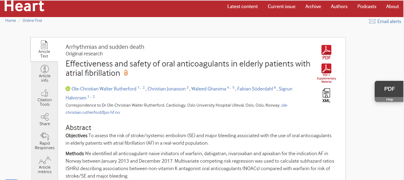 Effectiveness and safety of oral anticoagulants in elderly patients with atrial fibrillation