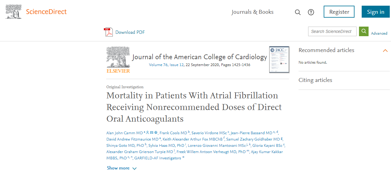 Mortality in Patients With Atrial Fibrillation Receiving Nonrecommended Doses of Direct Oral Anticoagulants