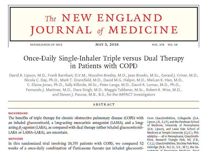 Once-Daily Single-Inhaler Triple versus Dual Therapy in Patients with COPD