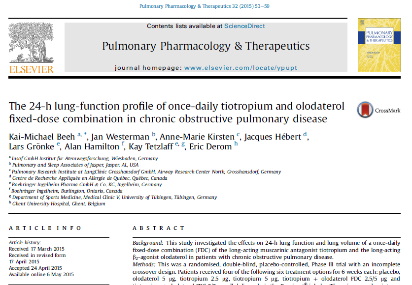 The 24-h lung-function profile of once-daily tiotropium and olodaterol fixed-dose combination in chronic obstructive pulmonary disease