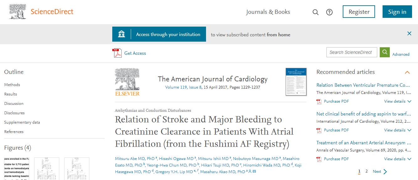 Relation of Stroke and Major Bleeding to Creatinine Clearance in Patients With Atrial Fibrillation (from the Fushimi AF Registry)