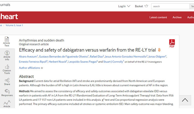 Dabigatran versus Warfarin in Patients with Atrial Fibrillation