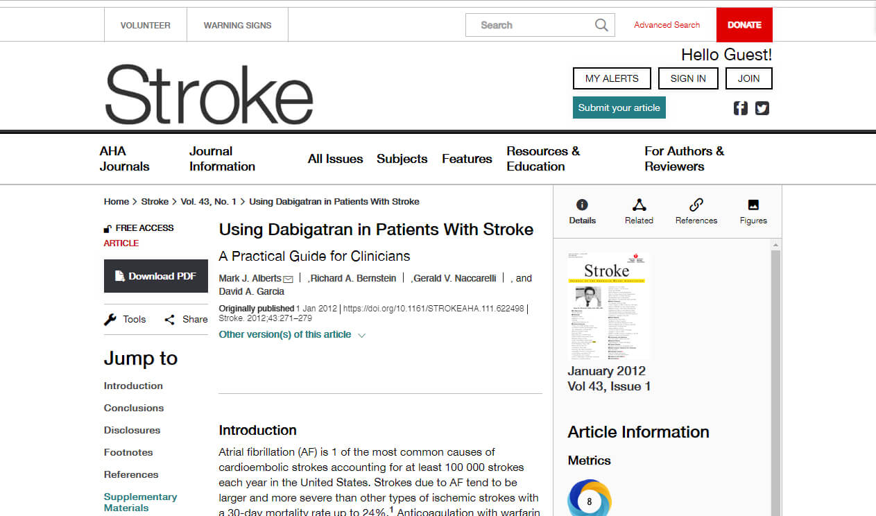 Using Dabigatran in Patients With Stroke